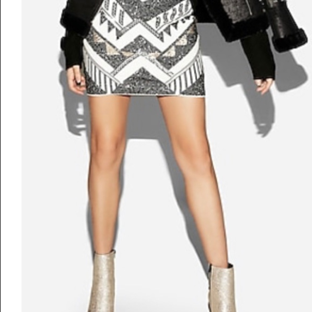 Express Sequined Mini Skirt